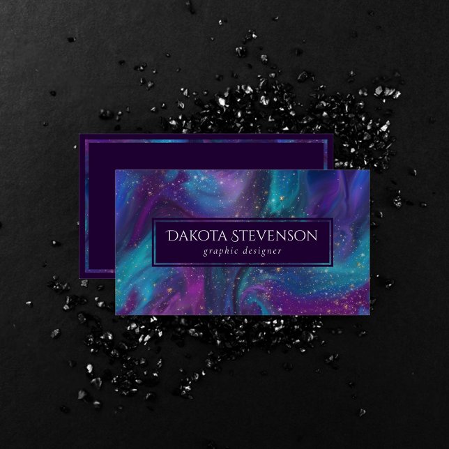 Tarjeta De Visita Tinta cósmica | Galaxia azul turquesa púrpura Nebu (Subido por el creador)