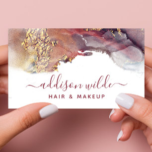 Tarjeta De Visita Tinta De Acuarela Líquida De Arte Moderno Morado Y