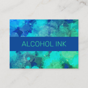 Tarjeta De Visita Tinta de alcohol azul púrpura elegante acuarela