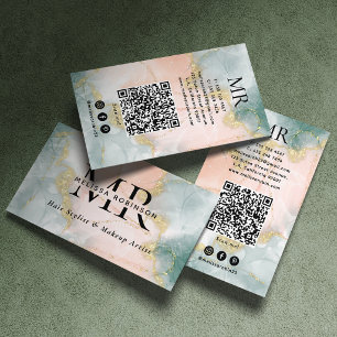 Tarjeta De Visita Tinta de alcohol elegante y monograma de brillo do