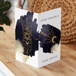 Tarjeta De Visita Tinta de color de agua oscuro y sol celeste holíst