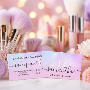 Tarjeta De Visita Tinta de Maquillaje de Belleza Holográfica con Deg