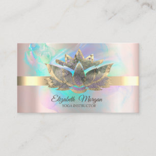 Tarjeta De Visita Tinta holográfica elegante, rosa dorado, loto