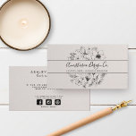 Tarjeta De Visita Tipo de guión moderno para Rubor botánico y nombre<br><div class="desc">Esta moderna tarjeta de visita horizontal, de color negro y bocado botánico, presenta un bonito diseño floral negro dibujado a mano sobre un fondo de color negro, y está cubierta por un rectángulo de color negro con bordes redondeados que incluye tu nombre en un cartel de texto con escritura manuscrita,...</div>