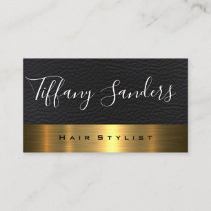 Tarjeta De Visita Tipo de letra del guión Cuero Metálico de oro