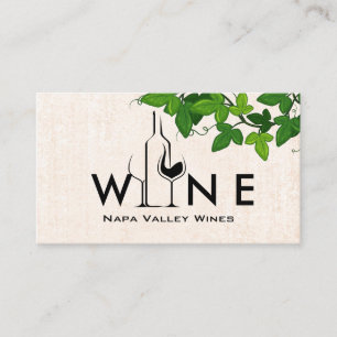 Tarjeta De Visita Tipo de logotipo de vino creativo   Hojas de vino