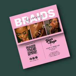 Tarjeta De Visita Tipografía Barids Código Qr Logo Foto Rosa