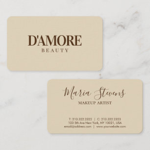 Tarjeta De Visita Tipografía beige marrón elegante minimalista