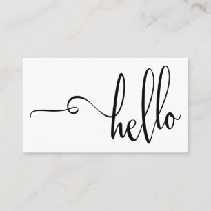Tarjeta De Visita Tipografía Bonita de Negro sobre Blanco Hola