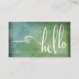 Tarjeta De Visita Tipografía Bonita Hola Sobre Grunge Verde Turquesa