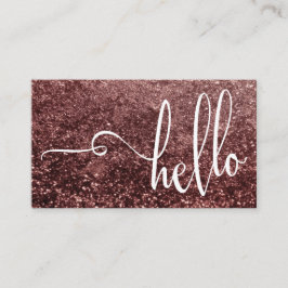 Tarjeta De Visita Tipografía Bonita Hola Sobre Rosa Dorado Brillante