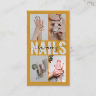 Tarjeta De Visita Tipografía de artista de uñas Collage de fotos Mos