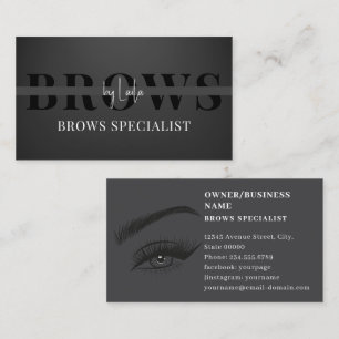 Tarjeta De Visita Tipografía de Brows Eyebrow Salon Photo Luxury