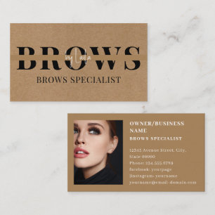 Tarjeta De Visita Tipografía de Brows Eyebrow Salon Photo Luxury