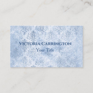 Tarjeta De Visita Tipografía de época elegante de Damask azul
