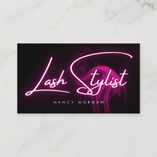 Tarjeta De Visita Tipografía de estilista de pestañas rosa neón