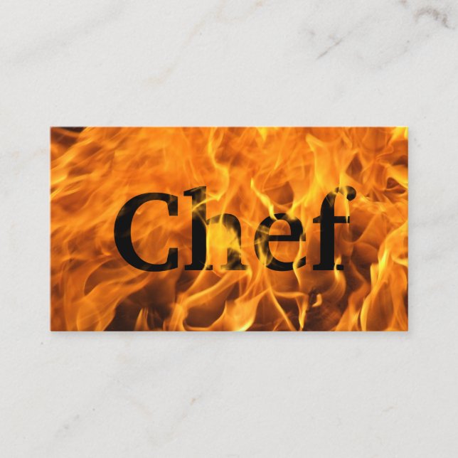 Tarjeta De Visita Tipografía de fuego de choque personal del chef (Anverso)