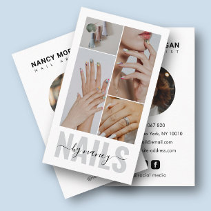 Tarjeta De Visita Tipografía de guión de técnica de uñas 4 foto Coll