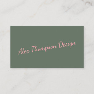 Tarjeta De Visita Tipografía de guión rosa verde minimalista moderno