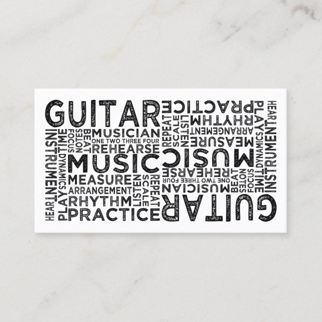 Tarjeta De Visita Tipografía de guitarra (Anverso)