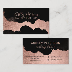 Tarjeta De Visita Tipografía de maquillaje de pelo de pinza de oro 