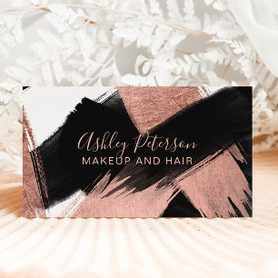 Tarjeta De Visita Tipografía de maquillaje de pelo de pinza de oro d