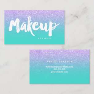 Tarjeta De Visita Tipografía de maquillaje lavanda de sirena turque