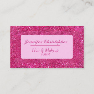 Tarjeta De Visita Tipografía de moda con brillo rosa caliente