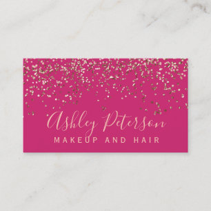 Tarjeta De Visita Tipografía de moda rosa de confeti de oro Rosa