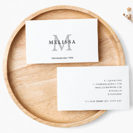 Tarjeta De Visita Tipografía de monograma clásico formal en blanco y