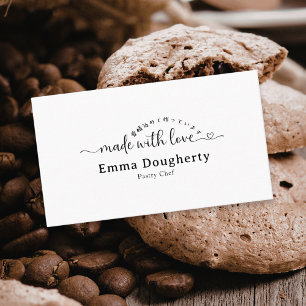 Tarjeta De Visita Tipografía de Panadería Minimalista Hecha con Amor