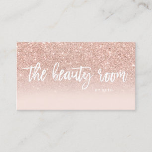 Tarjeta De Visita Tipografía de salón de belleza rosa dorado purpu