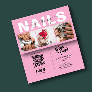 Tarjeta De Visita Tipografía de Técnico de Uñas Foto Código Qr Logo