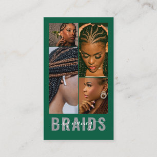 Tarjeta De Visita Tipografía de trenzas 4 Foto Código QR Verde Esmer