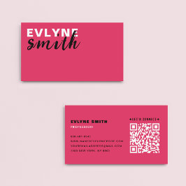 Tarjeta De Visita Tipografía del código QR rosa negrita bruta de las