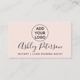 Tarjeta De Visita Tipografía del logo notario rosa minimalista eleg