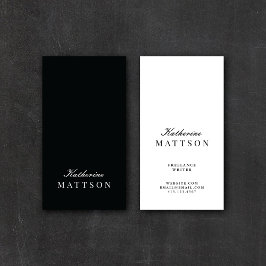 Tarjeta De Visita Tipografía elegante de moda Negro + Blanco