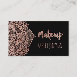 Tarjeta De Visita Tipografía floral del maquillaje de la mandala de