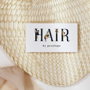 Tarjeta De Visita Tipografía floral negra de Rubor del oro del