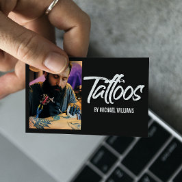 Tarjeta De Visita Tipografía fotográfica del artista del tatuaje