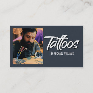 Tarjeta De Visita Tipografía fotográfica del artista del tatuaje