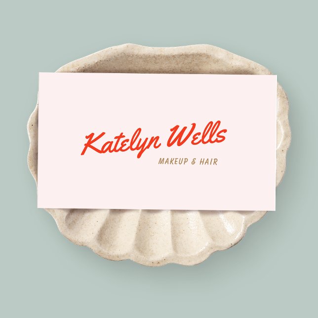 Tarjeta De Visita Tipografía manuscrita roja retro manuscrita rosada (Subido por el creador)