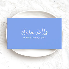 Tarjeta De Visita Tipografía manuscrita simple Periwinkle Blue
