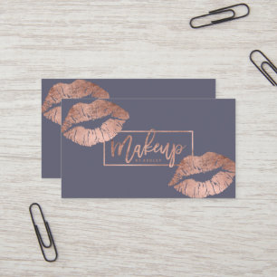 Tarjeta De Visita Tipografía maquillada labios rosa gris morado