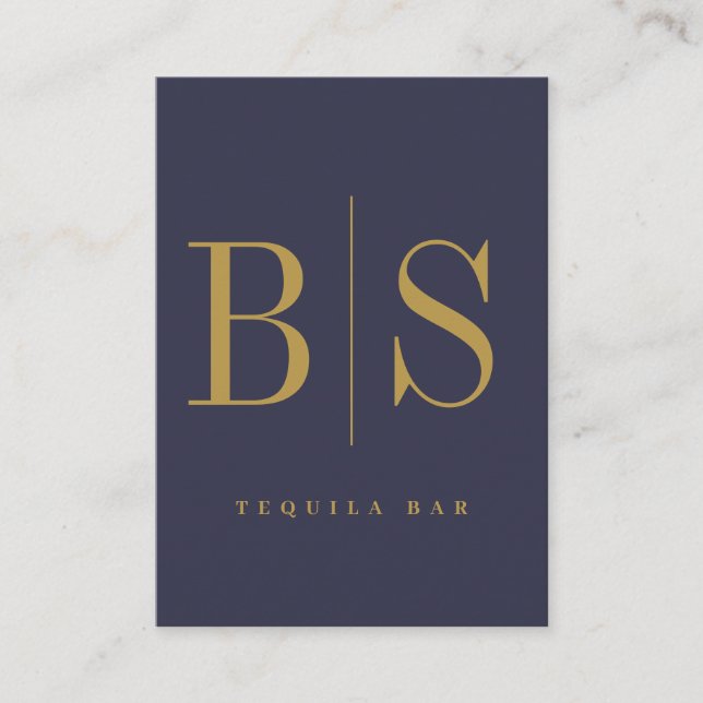 Tarjeta De Visita Tipografía Mínima Moderna Azul & Oro (Anverso)