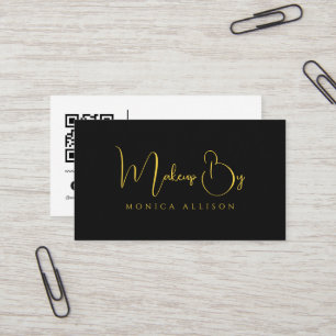 Tarjeta De Visita Tipografía Moderna Beautician Negro