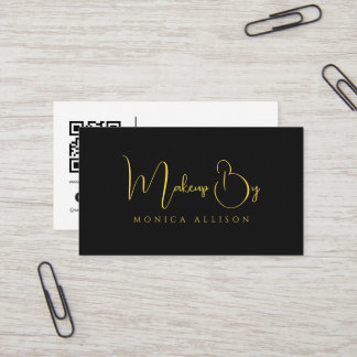 Tarjeta De Visita Tipografía Moderna Beautician Negro