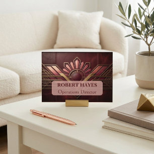 Tarjeta De Visita Tipografía moderna burgundy Art Déco minimalista