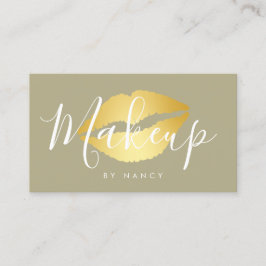 Tarjeta De Visita Tipografía moderna de maquillaje Albornoces de oro