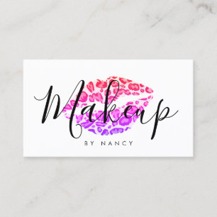 Tarjeta De Visita Tipografía moderna de maquillaje Leopardo Lips